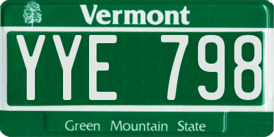 VT license plate YYE798