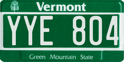 VT license plate YYE804