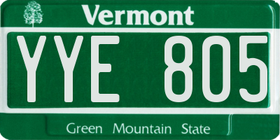 VT license plate YYE805