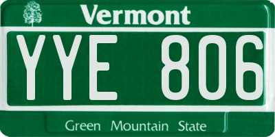 VT license plate YYE806