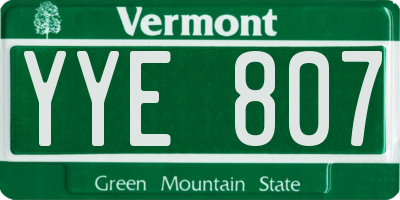 VT license plate YYE807