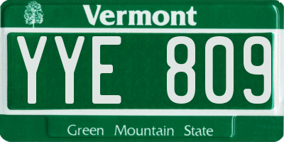 VT license plate YYE809