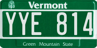 VT license plate YYE814