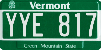 VT license plate YYE817