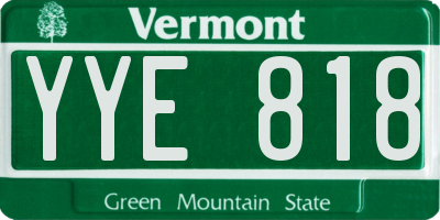 VT license plate YYE818