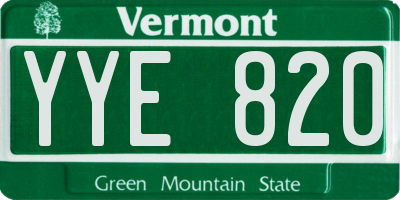 VT license plate YYE820