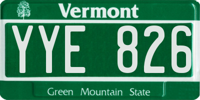 VT license plate YYE826