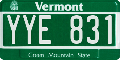 VT license plate YYE831