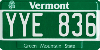 VT license plate YYE836