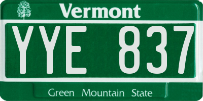 VT license plate YYE837