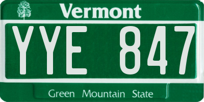 VT license plate YYE847