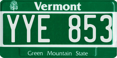 VT license plate YYE853