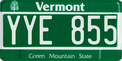 VT license plate YYE855