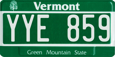 VT license plate YYE859