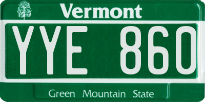 VT license plate YYE860