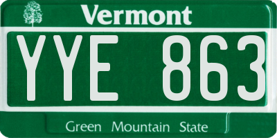 VT license plate YYE863