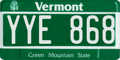 VT license plate YYE868