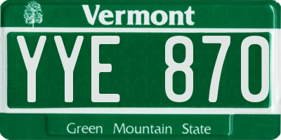 VT license plate YYE870