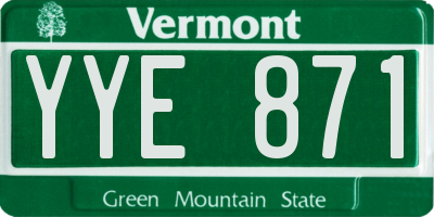 VT license plate YYE871