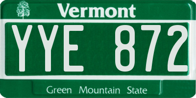 VT license plate YYE872