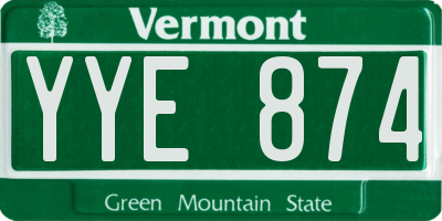 VT license plate YYE874