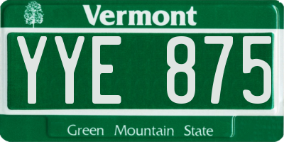 VT license plate YYE875