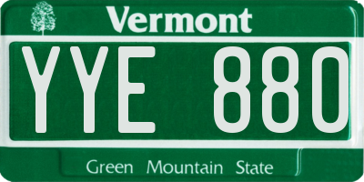 VT license plate YYE880