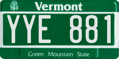 VT license plate YYE881