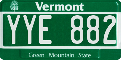 VT license plate YYE882
