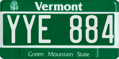 VT license plate YYE884