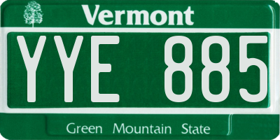 VT license plate YYE885