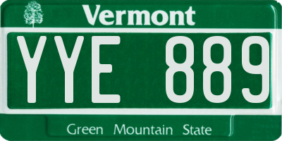 VT license plate YYE889