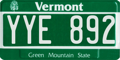 VT license plate YYE892