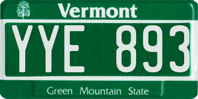 VT license plate YYE893