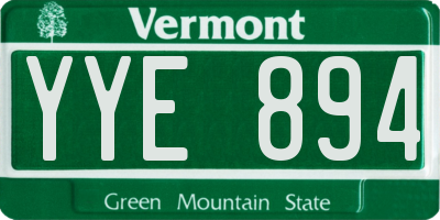 VT license plate YYE894