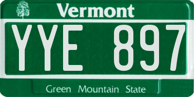 VT license plate YYE897