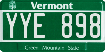 VT license plate YYE898