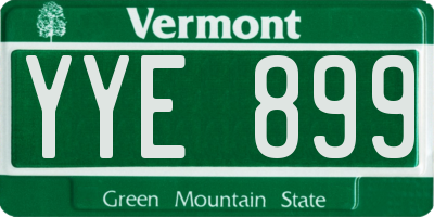 VT license plate YYE899