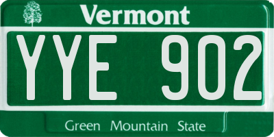 VT license plate YYE902