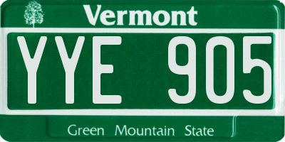 VT license plate YYE905