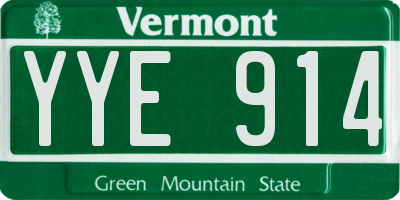 VT license plate YYE914