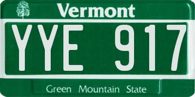 VT license plate YYE917