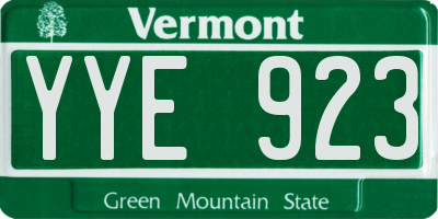 VT license plate YYE923