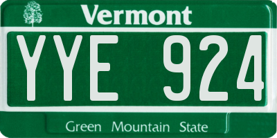 VT license plate YYE924