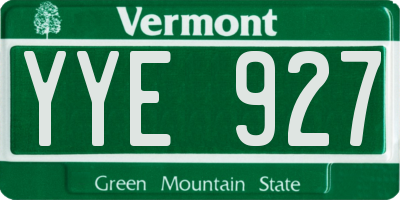 VT license plate YYE927