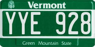 VT license plate YYE928