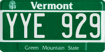 VT license plate YYE929