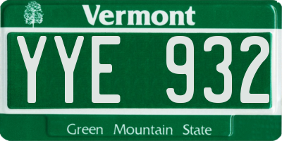 VT license plate YYE932