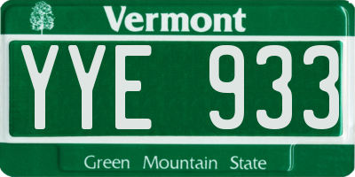 VT license plate YYE933