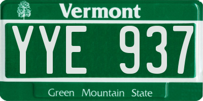 VT license plate YYE937